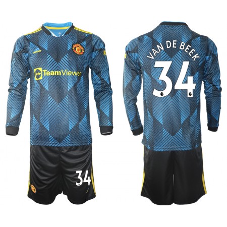 Billiga Fotbollströjor Manchester United Donny Van De Beek 34 Barn Tredje tröja 2021/22 Långärmad